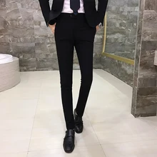 Third Quarter сплошной цвет тонкий крой девять бизнес повседневный мужской костюм брюки индивидуальность простая модная экстравагантная стилист волос