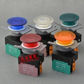 

[SA]EMA 30mm illuminated pushbutton switch E3P4 * .M0 self-resetting DC6 / 12 / 24V mushroom head 1NO / 1NC--10pcs/lot
