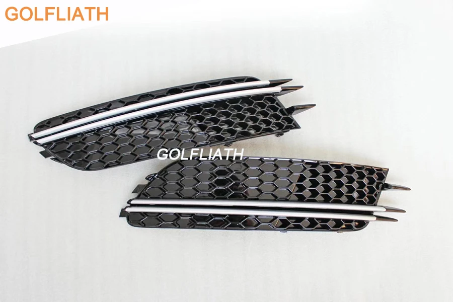 

GOLFLIATH One Pair of RS6 mesh grill Auto Car Front Lower Bumper Grilles side fog light Grille for Audi A6 C7 2012-2014