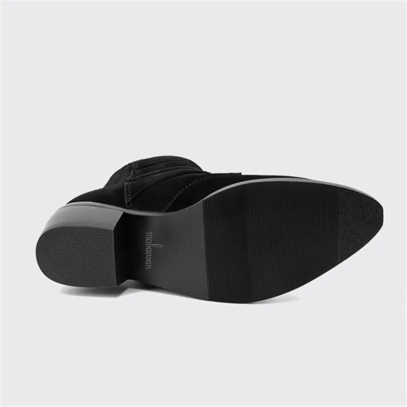 Métal Brodé Dames Épais Noir Nouvelles Automne Plates Martin En Chaussures Boucles Talon Femmes Bottines Mabaiwan Bottes Moto Botas 7xw8d