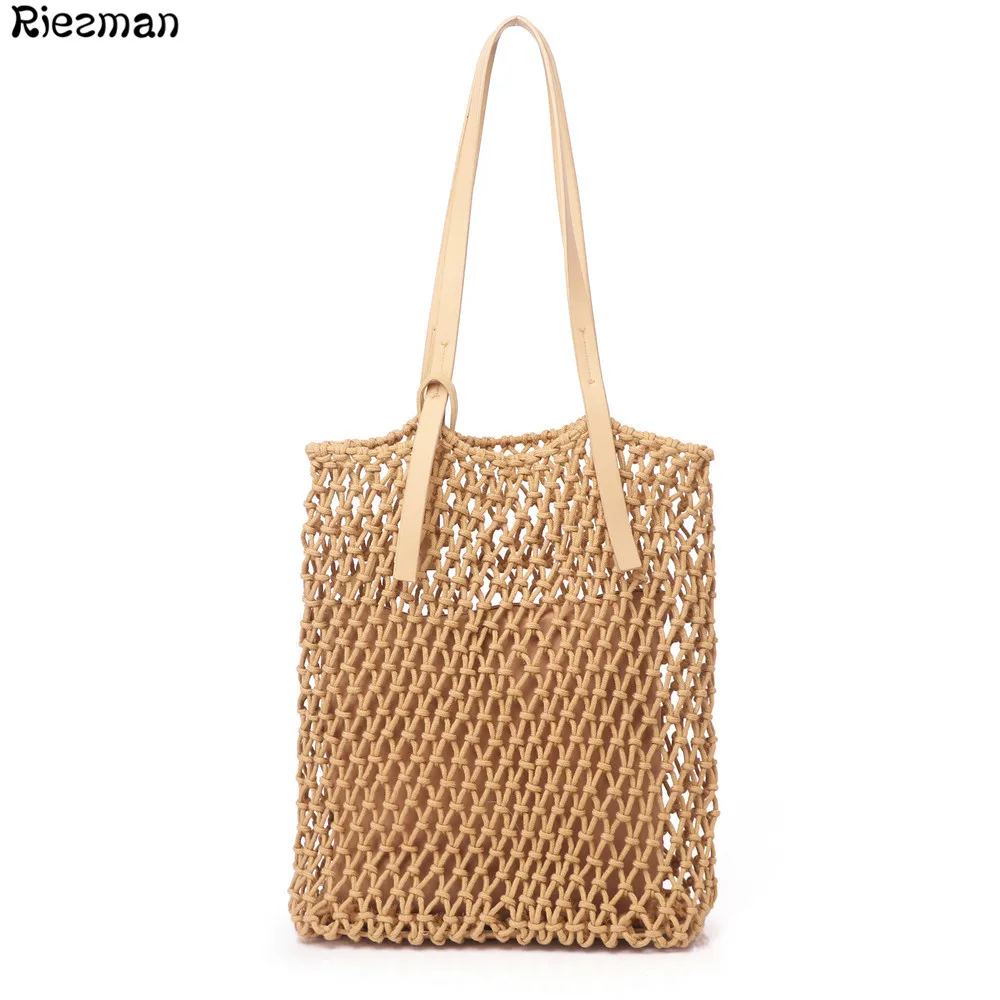

Newest Simple Popular Summer Beach Bag Rope Hollow Ins Style Shoulder Straw Bag Handmade Rattan Bag Fashion Ladies Tote Handbag