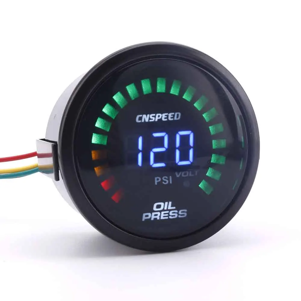 CNSPEED 2" 52mm Digital Analog 20 LED Car Oil Pressure Gauge 0120 Psi