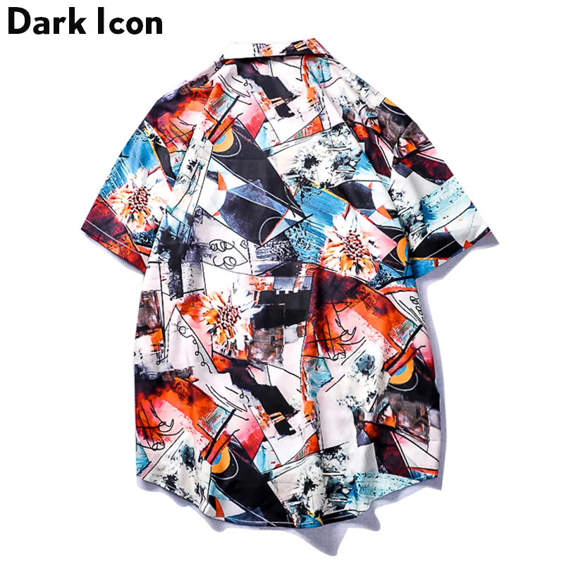 Мужская Уличная рубашка Dark Icon длинная в стиле хип хоп с принтом спереди и сзади