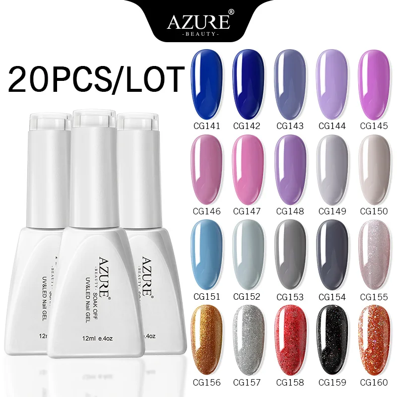 Azure Beauty 5/8/10/20Pcs UV Semi Permanent Nail Gel Set Long Lasting Led Nail Enamel Varnish Azure Nail Gel Set Soak Off Uv/Led - Цвет: 20PCS SET