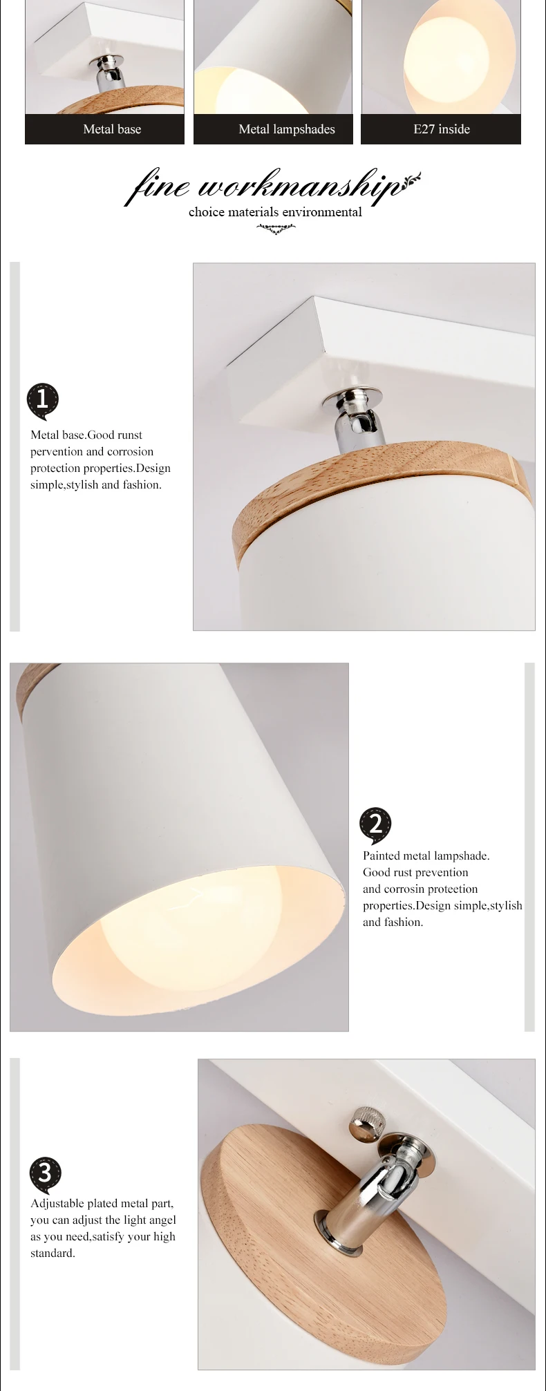 Luzes de Teto para Corredor Corredor de Metal Lamparas de Techo Luminárias de Madeira Botimi Branco Moderno Corredor de Metal Ajustável E27 Coberta 5 e27 luminárias madeira interior