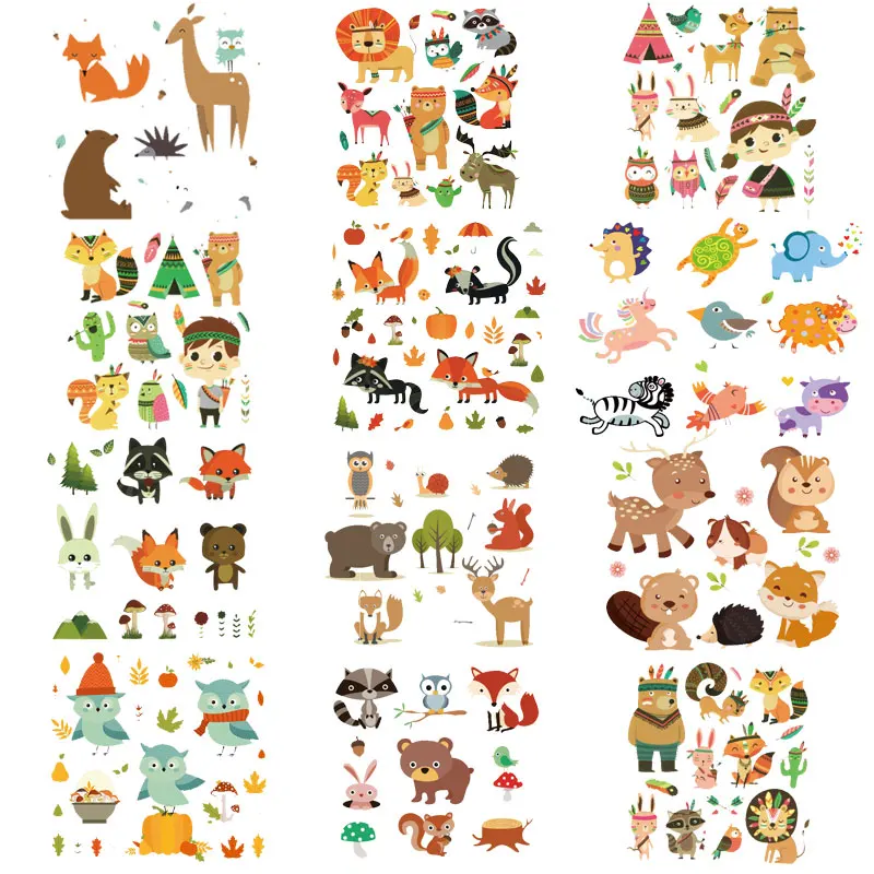 

Cute Cartoon Animal Iron on Patches Thermo Heat Transfer Stickers on Clothes Badges Transfer Fusible Clothing Kids DIY T-shirt E