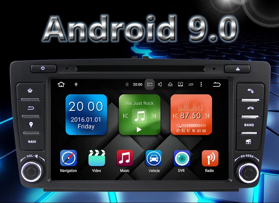 Clearance Eunavi 2 Din Car DVD GPS For Skoda Octavia 2012 2013 A 5 A5 Yeti Fabia Car Android 9.0 Quad Core RAM 2GB Stereo Radio Navigation 5