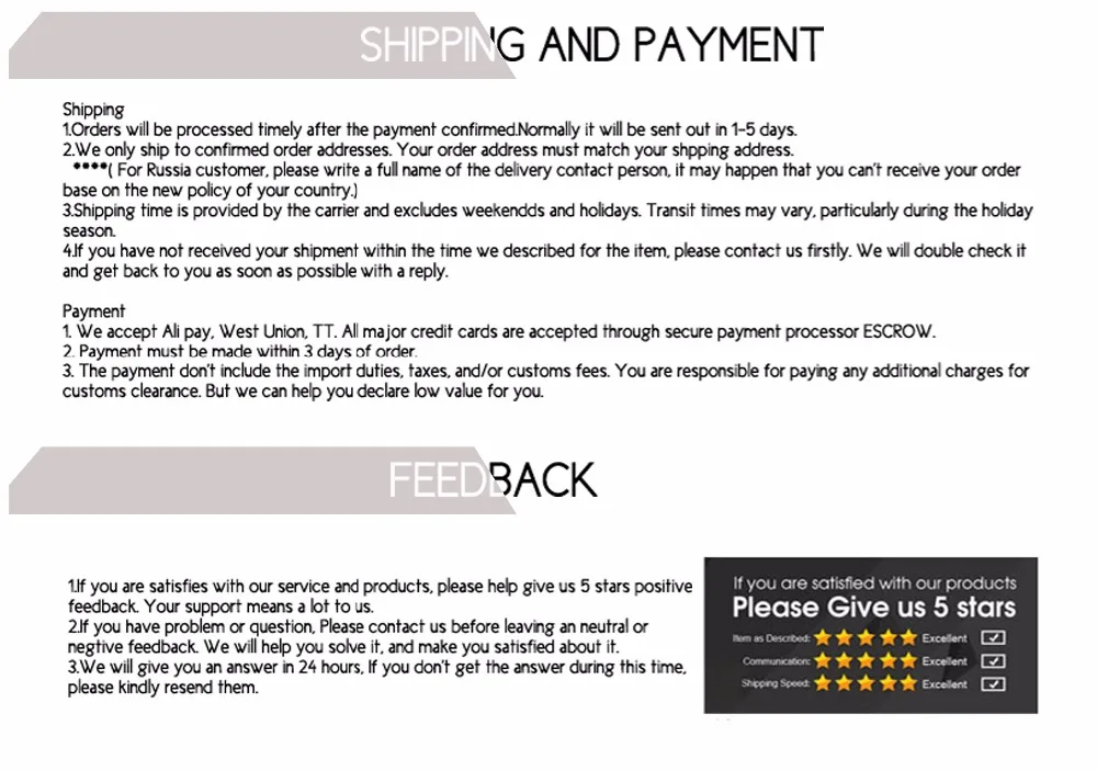 shipping feedback