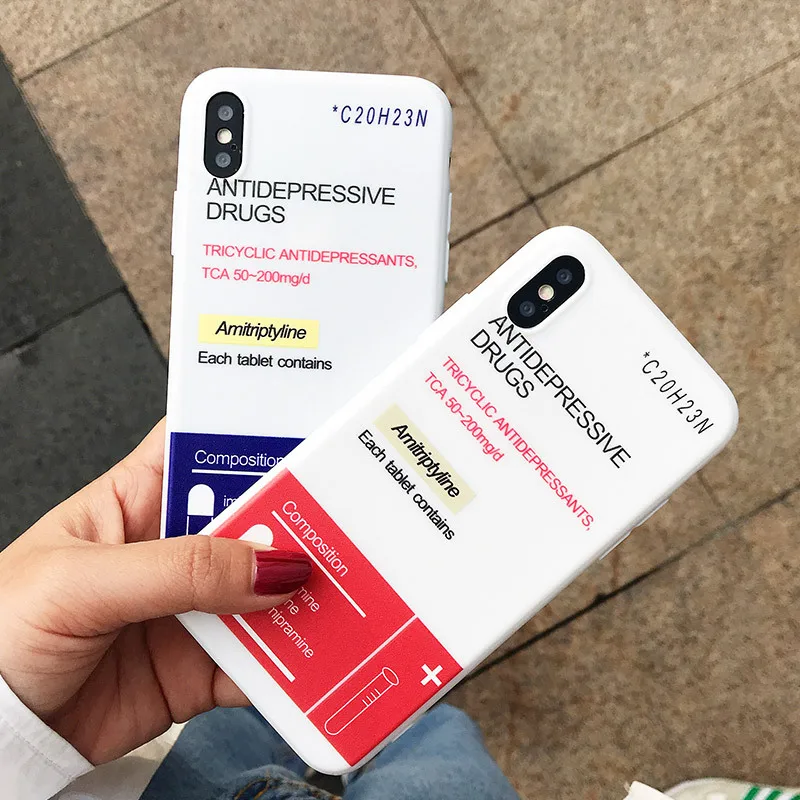 

Creative Pill box Phone Case For iPhone X XS Max XR 6 6S 7 8 Plus Cases Protective Cute Couple soft Back Cover capa Coque fundas