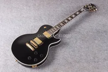HOT!!!! neue stil LP Benutzerdefinierte mahagoni schwarz farbe HH E-gitarre Golden Hardware!