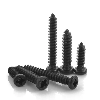 

20pcs/lot M3 M4 4/6/8/10/12/14/16/18/20/25/30/35mm screw black carbon steel phillips round pan head tapping screw