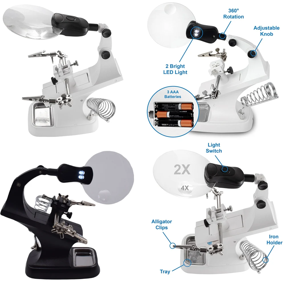 Многофункциональный сварочный светодиодный Лупа 3X/4.5X увеличительное стекло Аллигатор клип держатель зажим помощь ручной пайки инструмент для ремонта