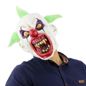 

Halloween Clown mask Masquerade Ball Party Dress Up Props Green Hair Clown Scary Clown Mask Evil Creepy Horror Mask