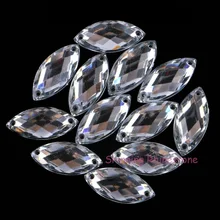Kuda Mata/Daun 7X15 Mm/9X20 Mm Akrilik Berlian Imitasi Pipih Menjahit Diamond Menjahit -On Manik-manik Berlian Imitasi 2 Lubang Bening/Hitam(China)