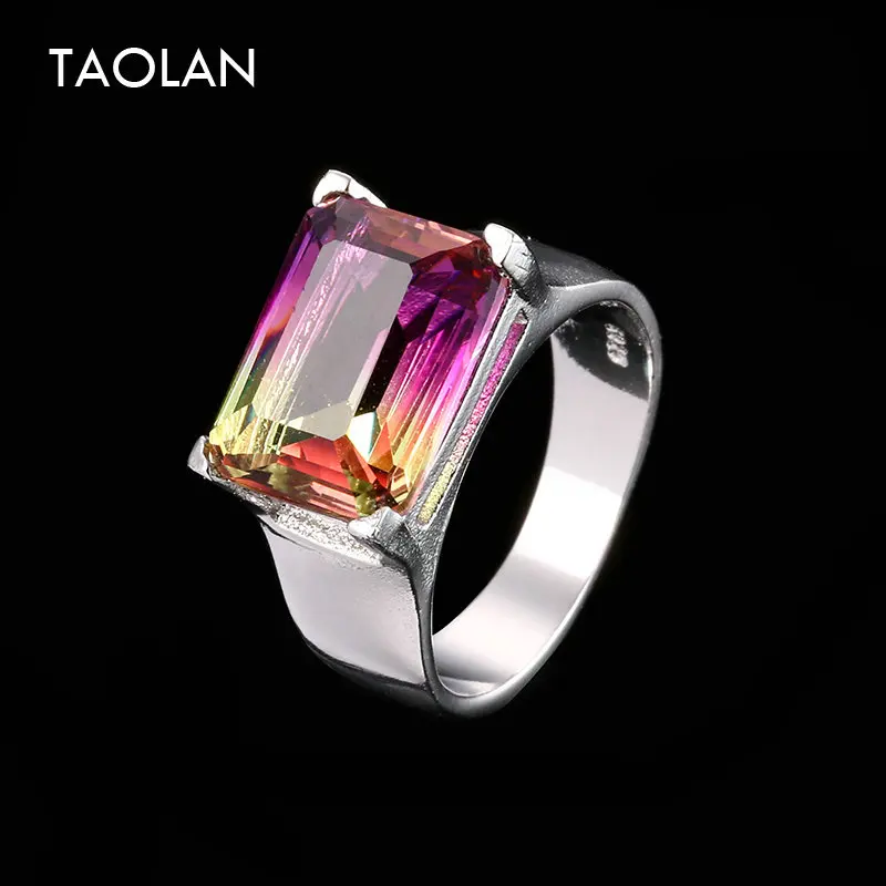 TAOLAN Новый 3.45ct градиент кольца для Для женщин Мода Имитация Камень Радуга