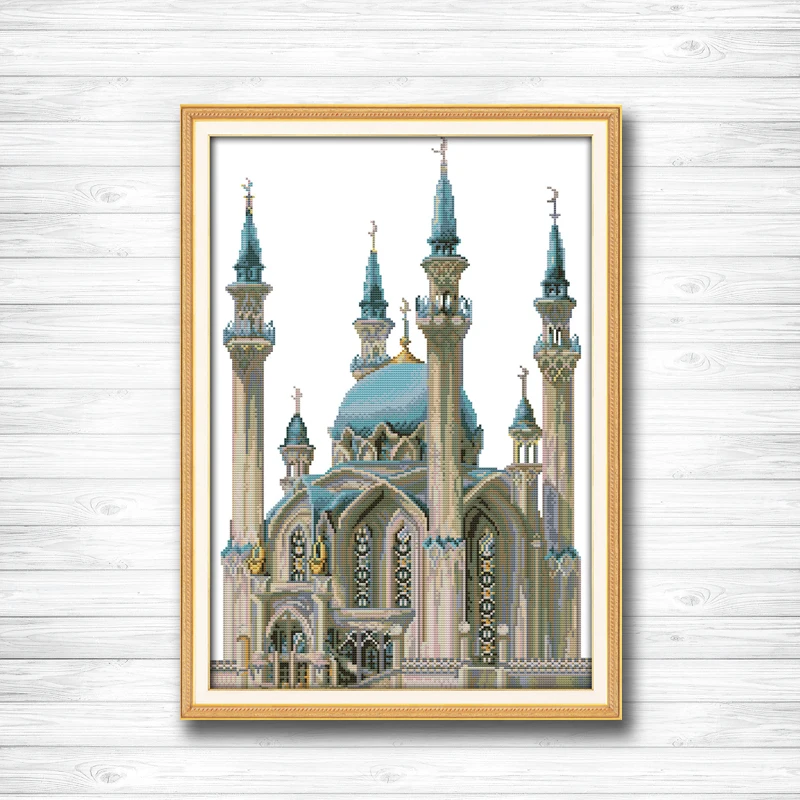 

The blue castle Europe beautiful building dmc 14CT 11CT counted cross stitch Needlework Set Embroidery kits chinese cross stitch