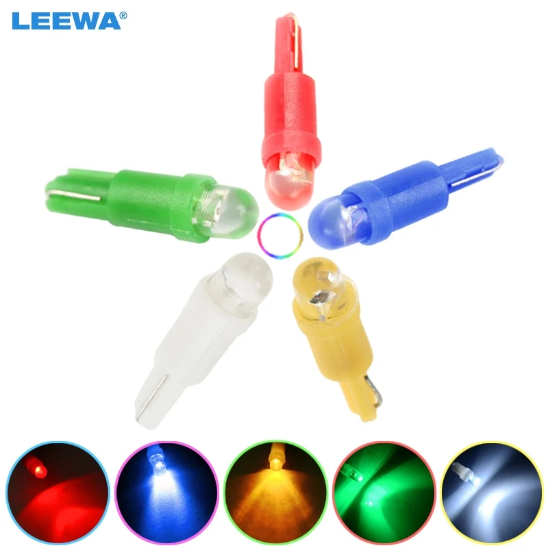 

LEEWA 200pcs/lot T5 1 LED Car Auto Interior Dashboard Wedge Lights Lamp Bulb Blue DC12V white,red,green,blue,yellow #CA2185