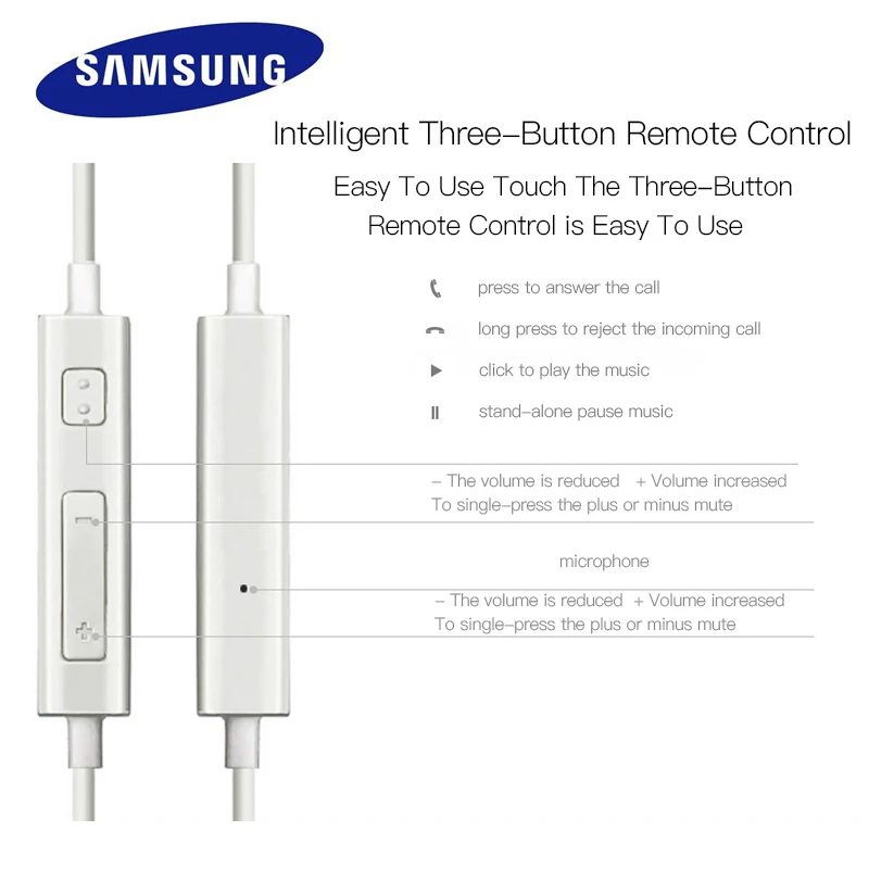 Samsung EHS64 Earphone In-Ear Wired 3.5mm Headset Color Black White with Microphone Speaker for White Black Headset