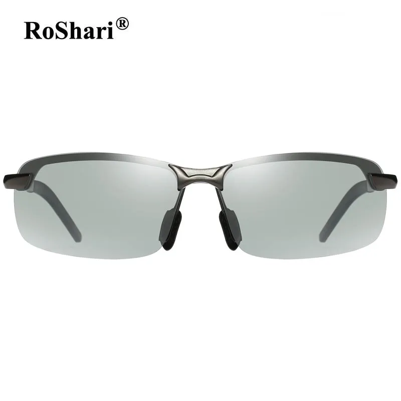RoShari вождения фотохромные солнцезащитные очки мужские Поляризованные Хамелеон обесцвечивание солнцезащитные очки для мужчин очки gafas de sol hombre - Цвет линз: Gun