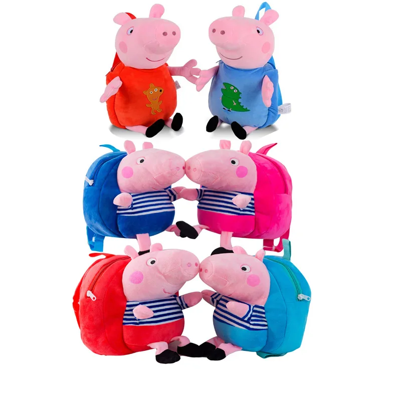 

Genuine peppa pig Backpack 40/28cm Stuffed Plush Backpack Cute Peppa George School Bag Cartoon Animal Backpack For Children