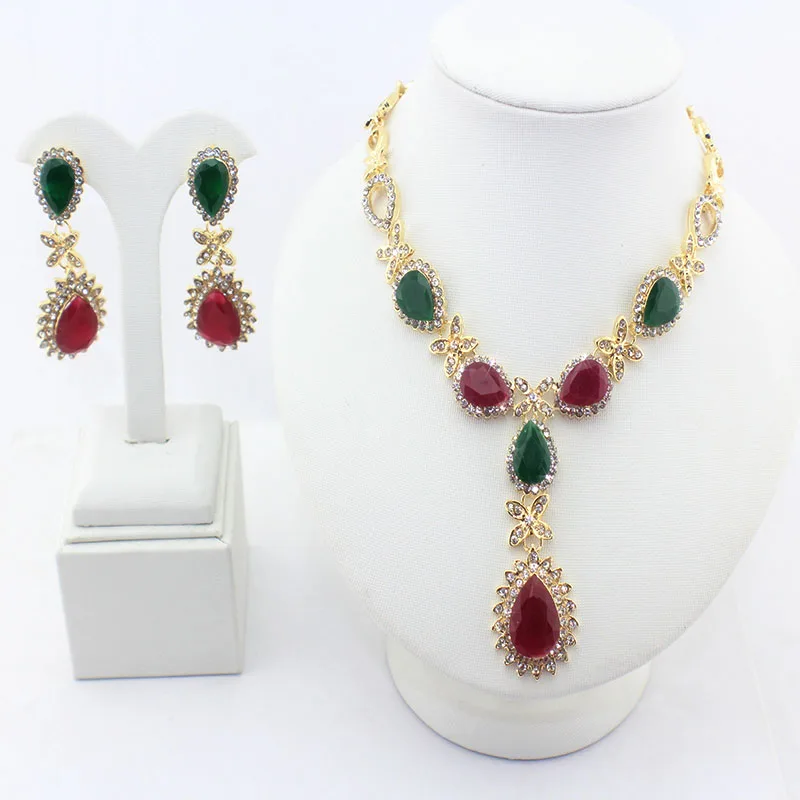 Jiayijiaduo набор из ожерелья и сережек золотого цвета, африканская женская мода, высокое качество, наборы свадебных ювелирных изделий, подарок на день Святого Валентина, вечерние - Окраска металла: 1
