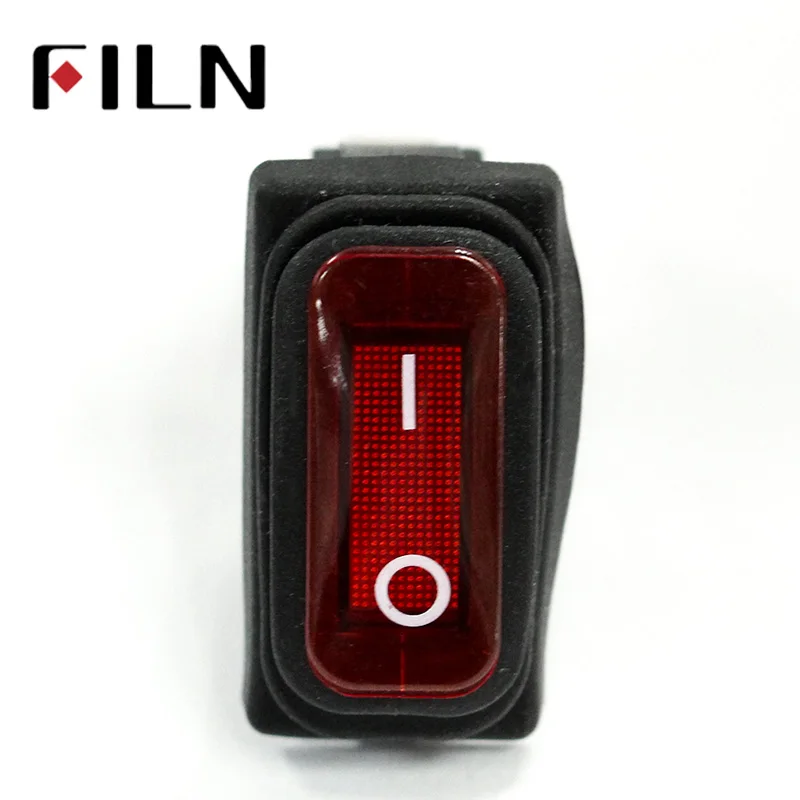 FILN New On Off Rectangle Long Rocker Switch with Waterproof IP67 Cover Car Dash SPST KCD3 3PIN (2)
