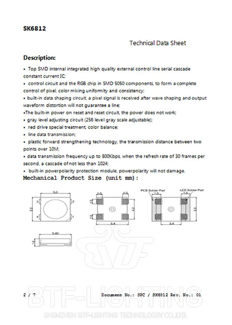 SK6812 5050/3535 RGB SMD(аналогично WS2812B) индивидуально адресуемый цифровой полноцветный светодиодный чип пикселей DC5V 10~ 1000 шт