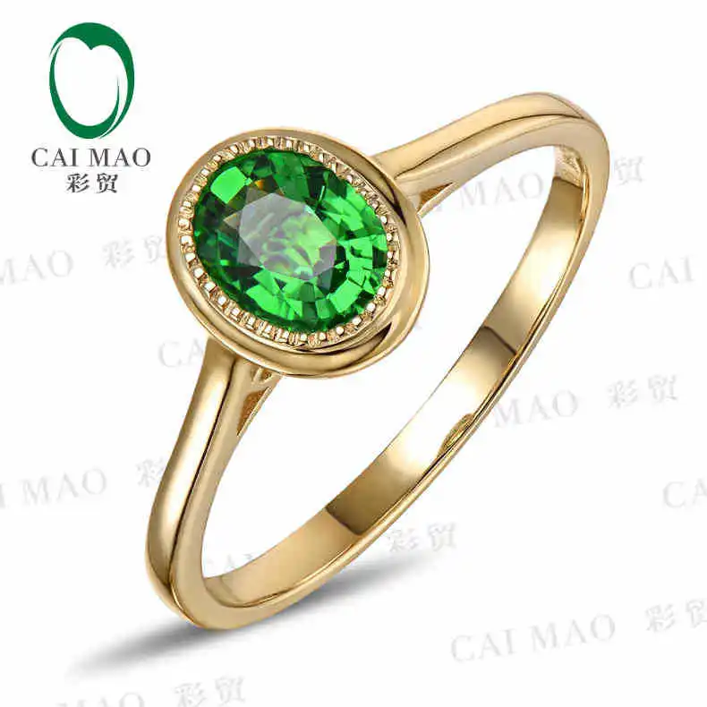 Caimao 18kt/750 Yellow Gold 1.02 ct натуральный цаворита и 0.02 КТ полный огранки Обручение Драгоценное кольцо ювелирных изделий