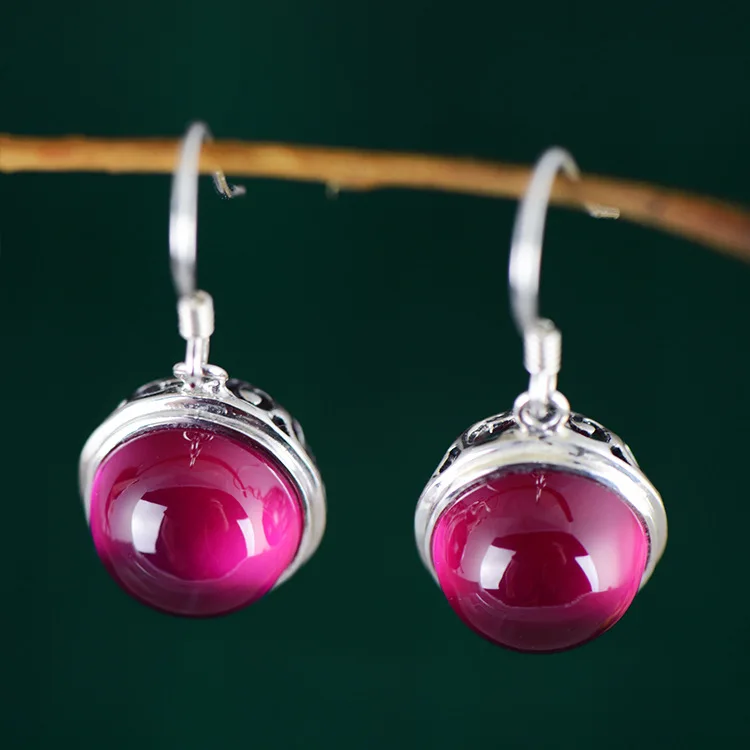 2018 Hot Sale Limited Amethyst Brinco 925 Inlaid Corundum Earrings, Circular Hollow Crystal Jade Thai Retro Earrings Earrings. цена 2018 Hot Sale Limited Amethyst Brinco 925 Inlaid Corundum Earrings, Circular Hollow Crystal Jade Thai Retro Earrings Earrings. цены онлайн