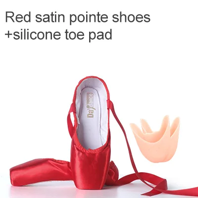 Professional Ballet Pointe Shoes Girls Women Ladies Satin Ballet Shoes With Ribbons Red