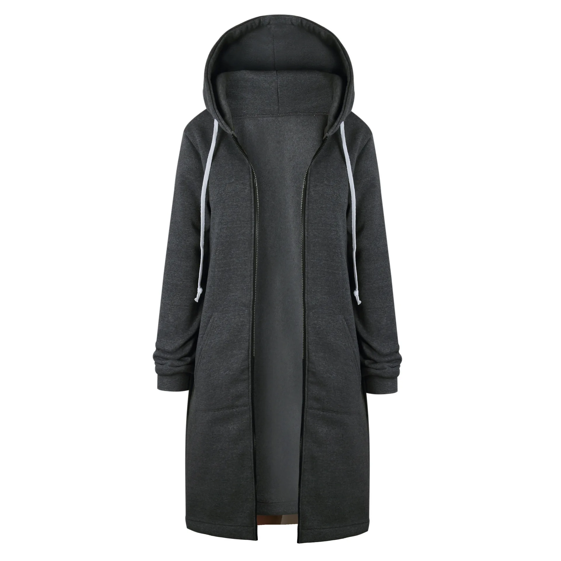 

2018 autumn new large size lady's coat with a hat