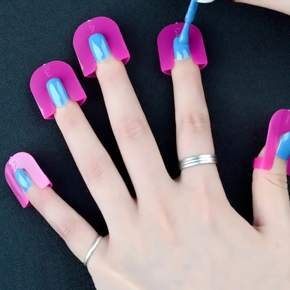 

26pcs/set 10 Sizes Spill-proof Finger Cover Environmental PVC Nail Polish Varnish Reusable Holder Nail Beauty Supplies Pink