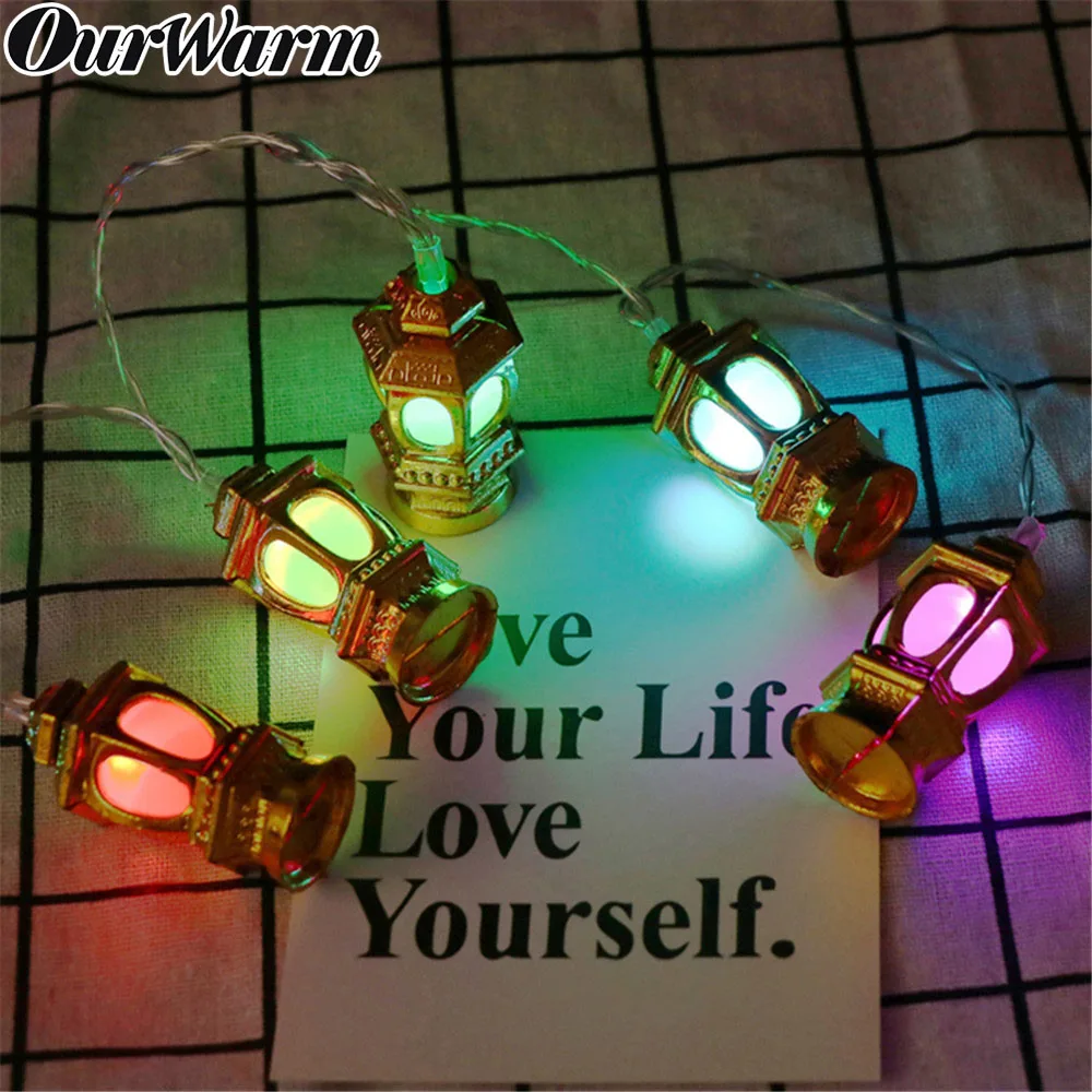 

OurWarm EID Mubarak Led Light Strip Temple Ramadan Decoration Led String Light Battery Powered Muslim Islam EID Party Supplies