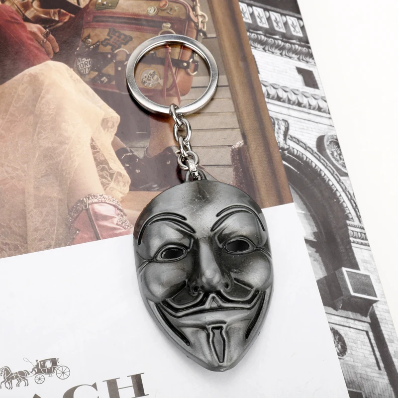 V для Вендетта брелок кольцо ключей с Анонимной маской кинофильмом металлическая