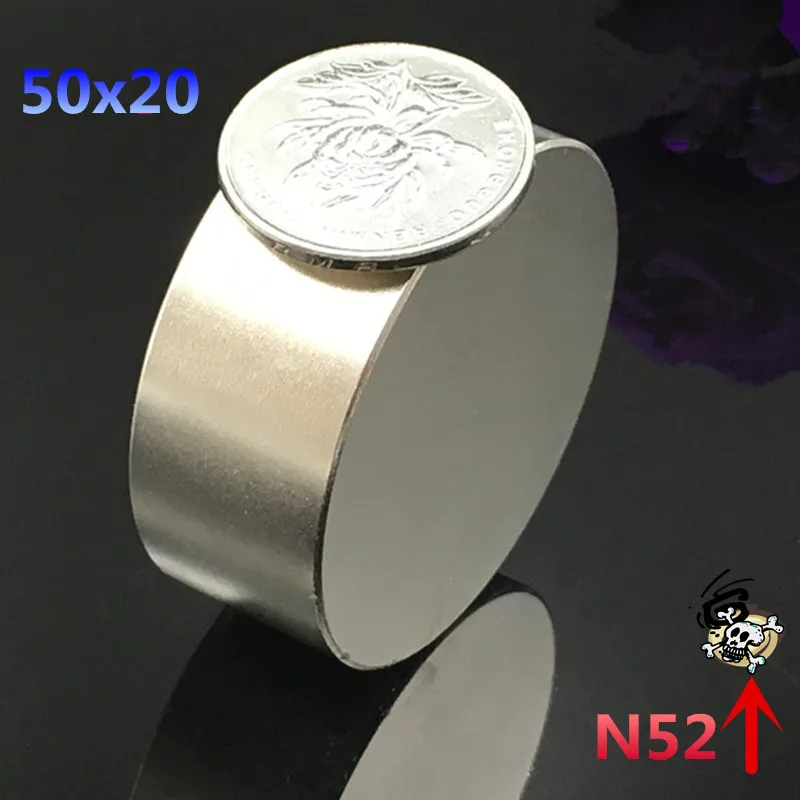1pcs N52 Neodymium magnet 50x20 mm gallium metal super strong round magnet 50*20 Neodimio magnets for water meters speaker