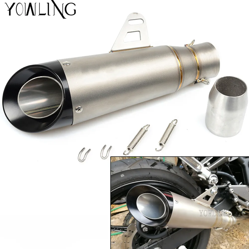 Motorcycle Exhaust Laser Pipe Muffler Inlet 51mm stainless steel Exhaust Mufflers Exhaust Pipe With Laser LOGO
