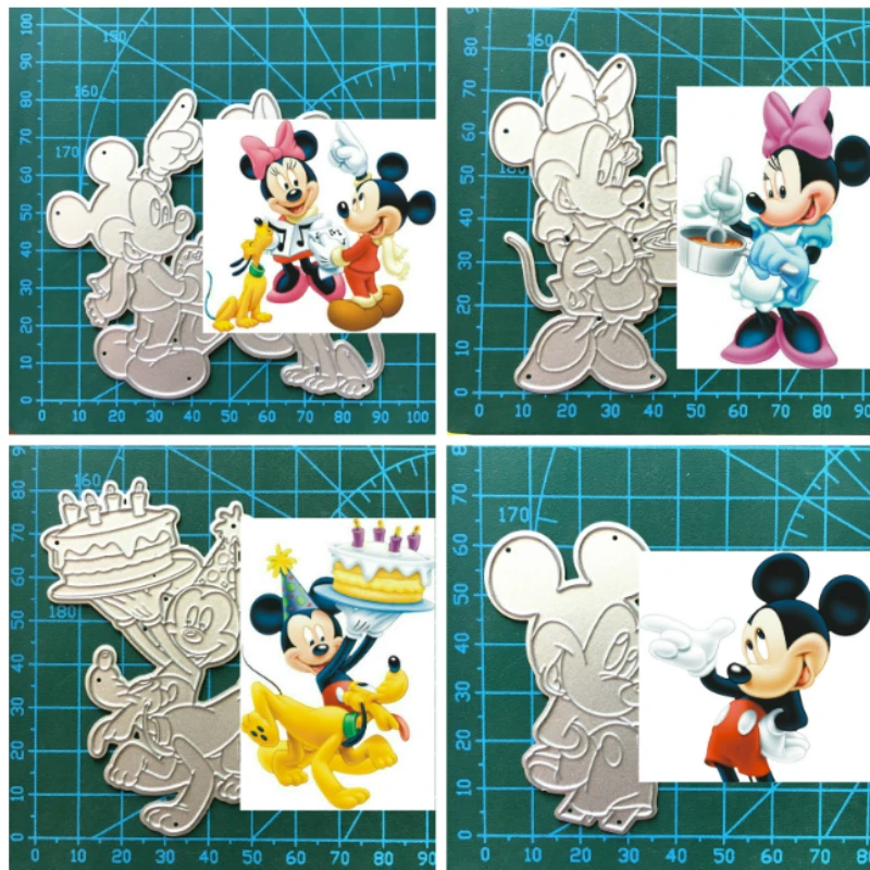 

1PCS Cute Mickey minnie cutting die+1PCS carft Tag Stencil For DIY Scrapbook Paper Card Decorative Craft Embossing Die Cut