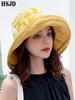 Summer Women Double-sided Flower Print Cotton Sun Hats Ladies Fashion Wide Brim Foldable Sun Bucket Hats Anti-UV Beach Hat Caps ► Photo 2/6