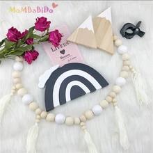 6 шт./компл. черный и белый Радуга строительные блоки комплект натуральный ребенок Образование Деревянные блоки игрушки Украшения для детской