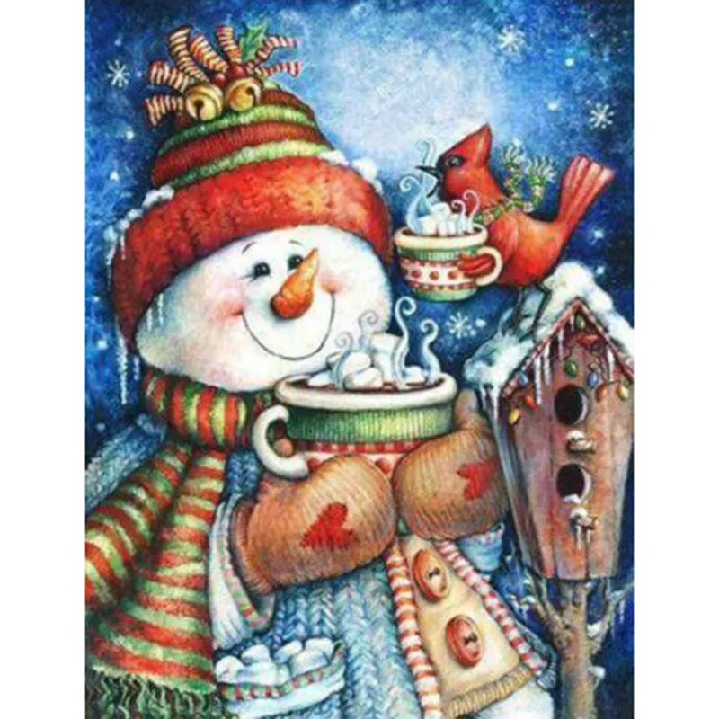 Полная круглая дрель Diy Алмазная вышивка крестиком Санта Клаус для рождественского подарка Алмазная мозаика для украшения - Цвет: Оранжевый