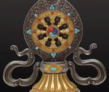 

Tibetan Buddhism Bronze Prayer Wheels Wheel of the Law Sanskrit Dharmacakra