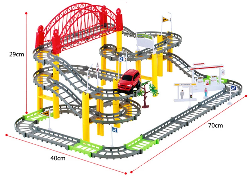 DIY гоночная дорога электрическая железная дорога автомобильный мост железная дорога гоночная дорожка игрушка шоссейные проездные транспортные Конструкторы 3 вида стилей