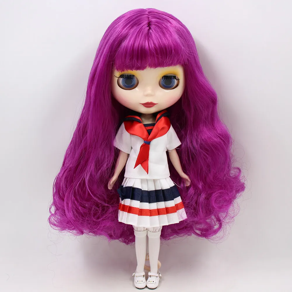Fortune Days Обнаженная фабрика Blyth Кукла № 732 фиолетовые волосы с челкой белая кожа Neo 1/6 BJD
