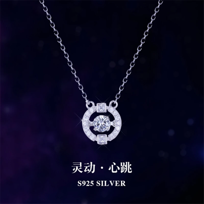 

I love you wedding bridal round pendant necklace women fashion jewelry 925 sterling sliver chain heart beating CZ necklace PL551