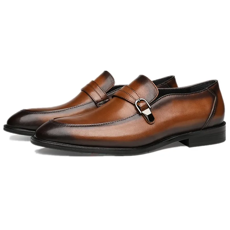 

Fashion Brown / Black Loafers Mens Dress Shoes Genuine Leather Wedding Formal Prom Shoes Male Social Shoes