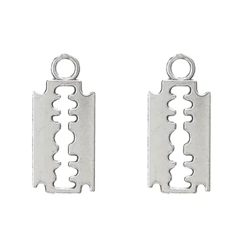 

20pcs Alloy Silver Color Razor Blade Charms Bracelet Choker Necklace Pendant Charms For Jewelry Making Handmade Craft 14*11mm