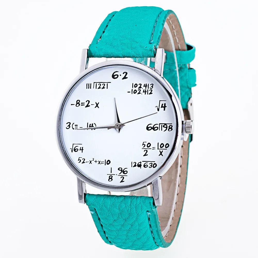 

Ladies Watch Fashion Math Function Pattern Leather Band Alloy Analog Quartz Vogue Watches Wrist Watches For Women Reloj Mujer