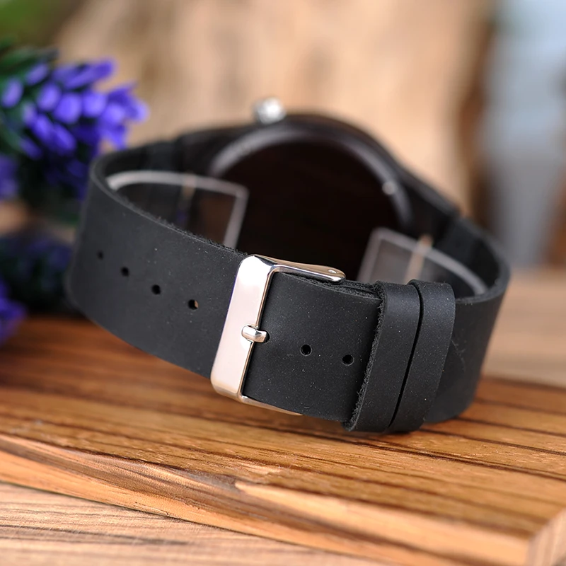 BOBO BIRD L-B10 Men's Red Second Hand Wooden Watch Fashion Ebony Casual Antique Clock as a Gift for Men Customize Watches