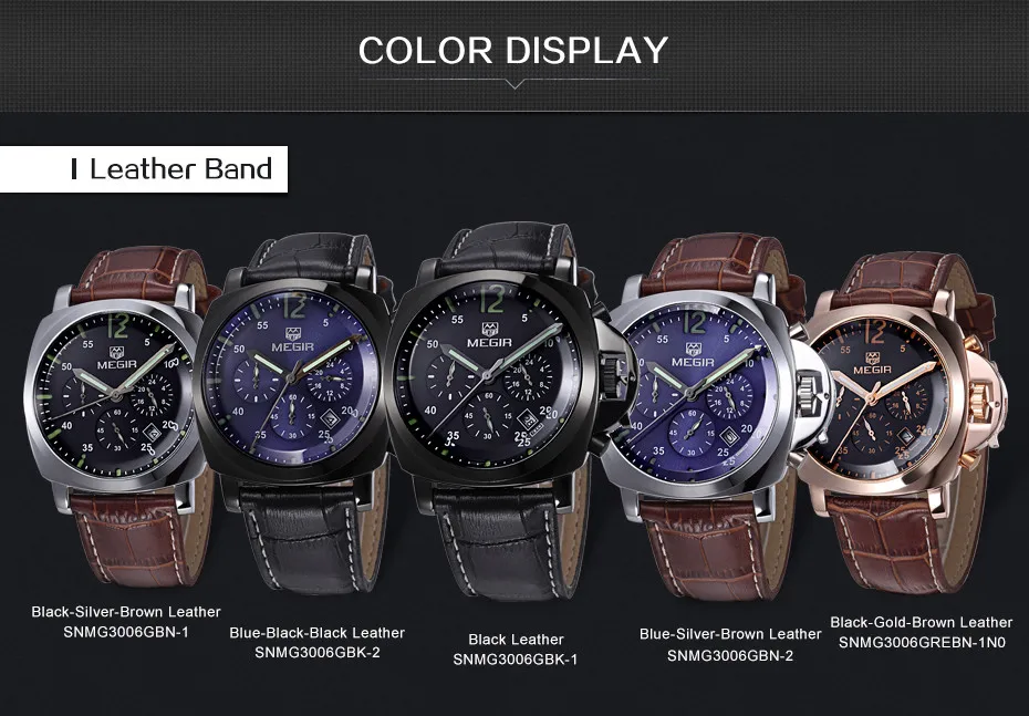 MEGIR Топ люксовый бренд мужские наручные часы мужские с хронографом светящиеся часы Мужские Подарочные кварцевые часы военные армейские спортивные часы