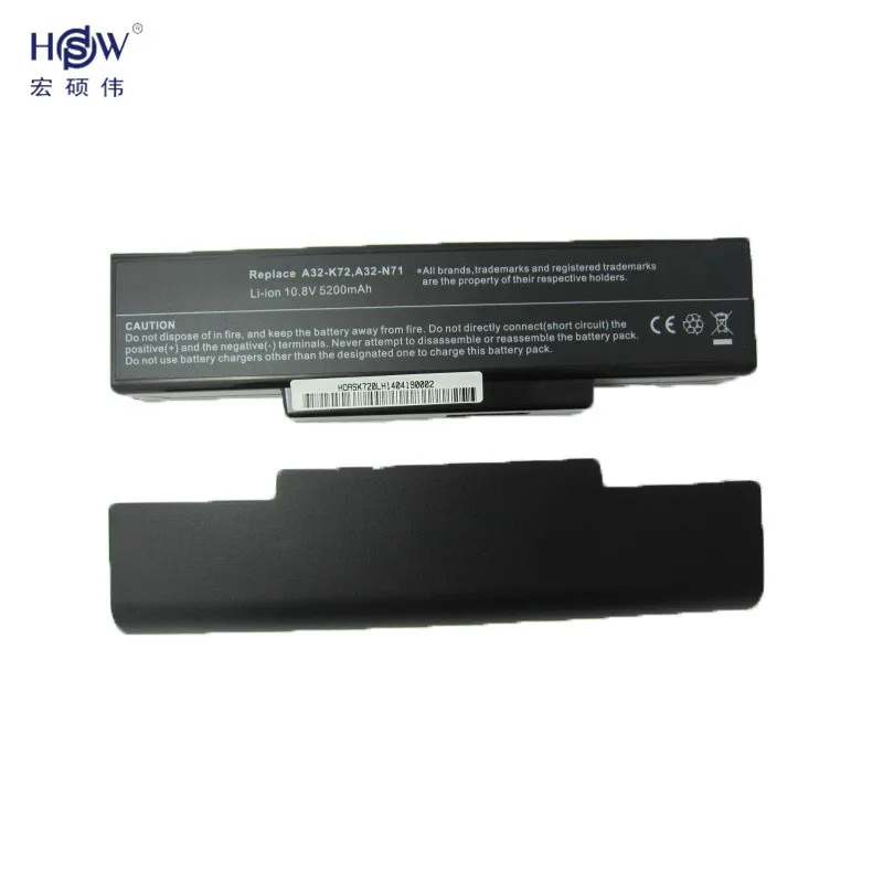 5200MAH laptop battery for Asus li-ion A32-K72 A32-N71 K72DR K72 K72D K72F K72JR K73 K73SV K73S K73E N73SV X77X77VN k72-100 X77V